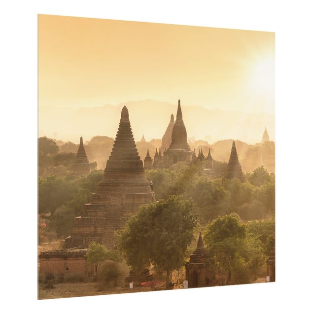 Glass splashback kitchen Sun Setting Over Bagan