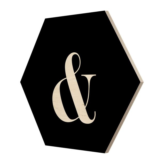 Wooden hexagon - Letter Serif Black &