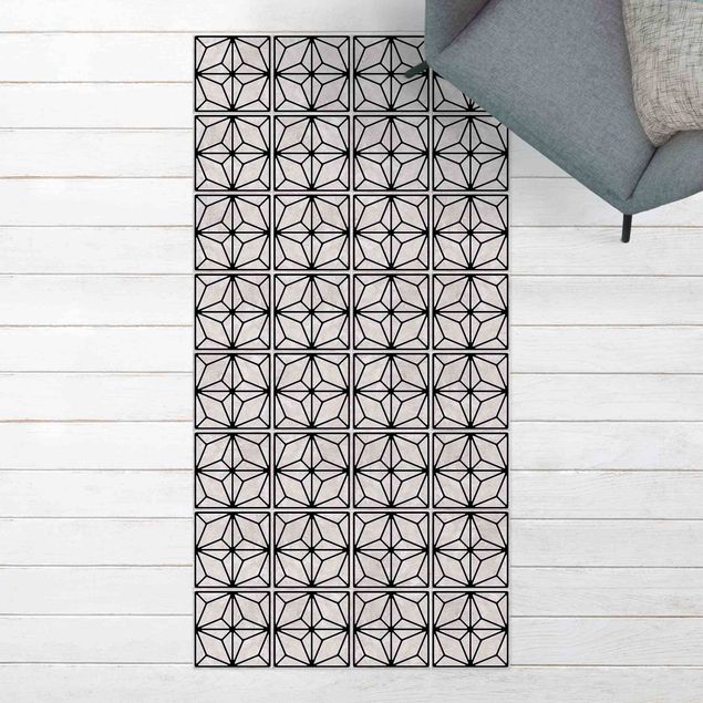 Balcony rugs Tile Pattern Star Geometry Black