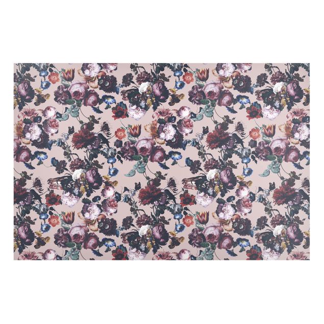 Magnetic memo board - Old Masters Flowers With Tulips And Roses On Pink