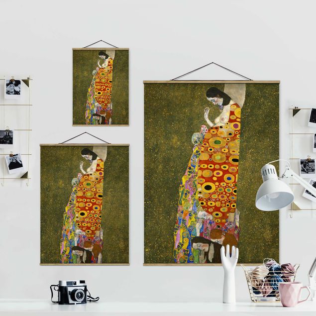 Fabric print with poster hangers - Gustav Klimt - Hope II