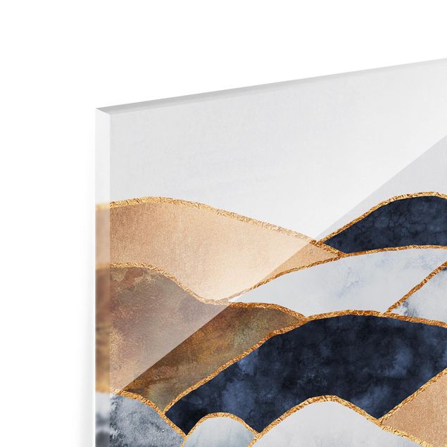 Glass Splashback - Golden Mountains Watercolor - Square 1:1