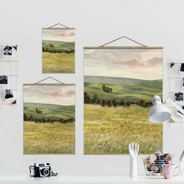 Fabric print with poster hangers - Meadow Morning II