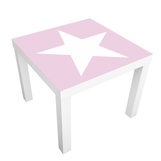 Adhesive film for furniture IKEA - Lack side table - Big White Stars on Pink