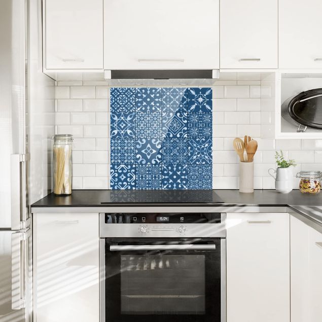 Glass splashback patterns Pattern Tiles Navy White
