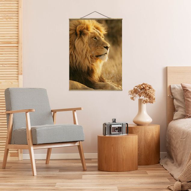 Fabric print with poster hangers - King Lion