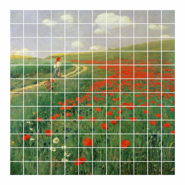 Tile sticker with image - Pál Szinyei-Merse - Summer Landscape With A Blossoming Poppy