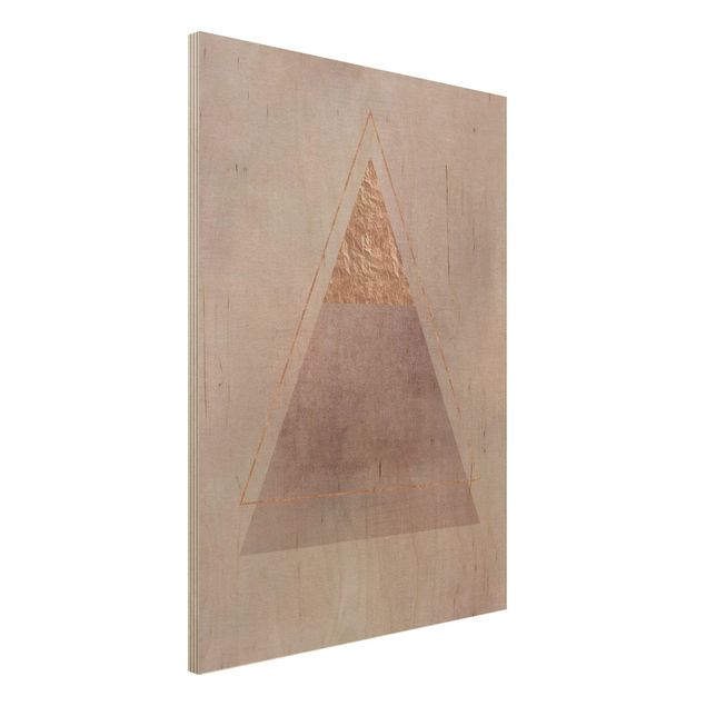 Print on wood - Geometry In Pink And Gold II