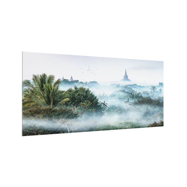 Glass splashback Morning Fog Over The Jungle Of Bagan