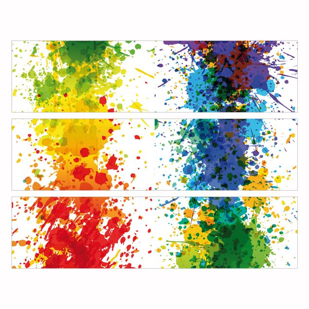 Adhesive film for furniture IKEA - Malm chest of 3x drawers - Rainbow Splatter
