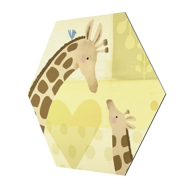 Alu-Dibond hexagon - Mum And I - Giraffes