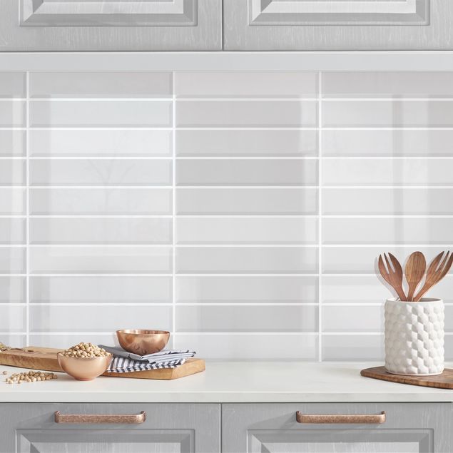 Kitchen splashback plain Metro Tiles - Light grey