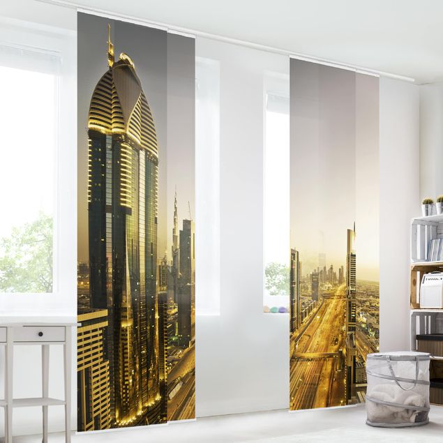Sliding panel curtains set - Golden Dubai
