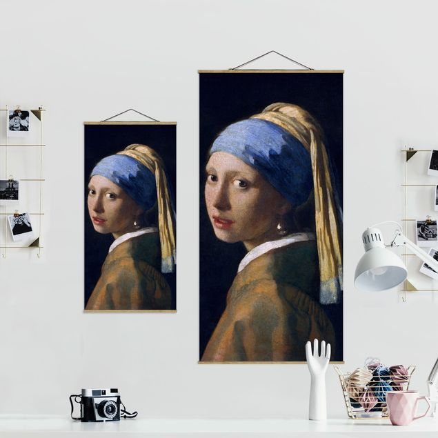 Fabric print with poster hangers - Jan Vermeer Van Delft - Girl With A Pearl Earring