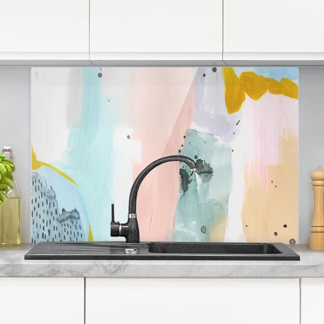 Glass splashback kitchen abstract Blurred Dawn III