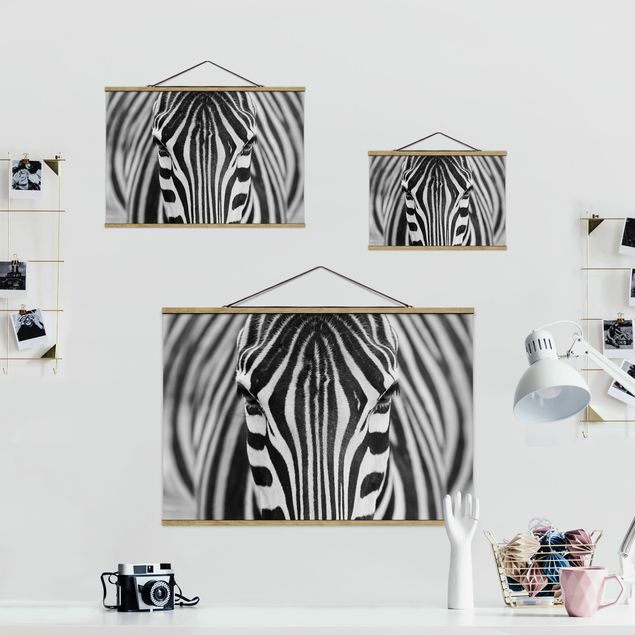 Fabric print with poster hangers - Zebra Look