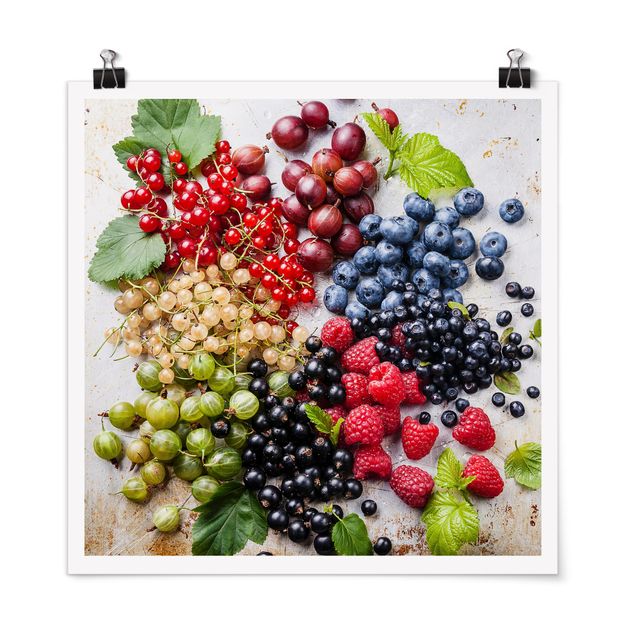 Poster - Mixture Of Berries On Metal