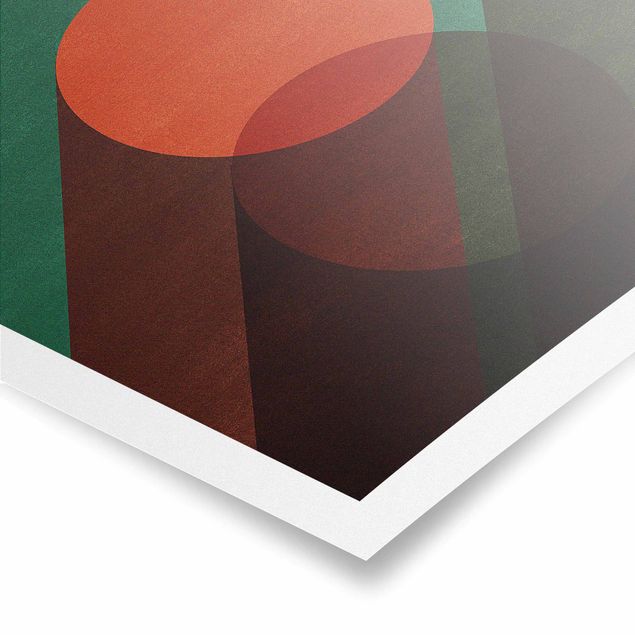 Poster - Abstract Shapes - Circles In Green And Red
