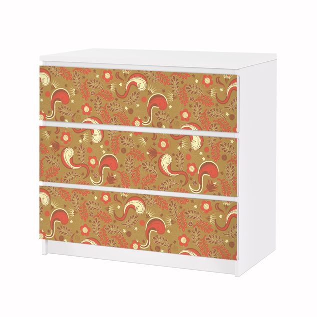 Adhesive film for furniture IKEA - Malm chest of 3x drawers - Paisley pattern Design