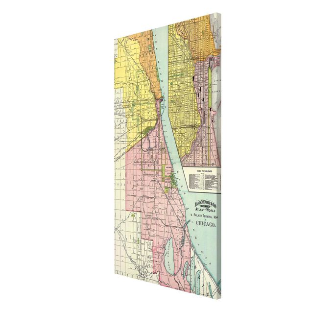 Magnetic memo board - Vintage Map Chicago