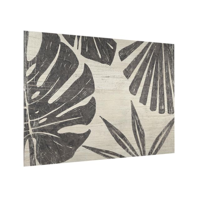 Glass Splashback - Palm Leaves Against A Light Gray - Landscape 3:4