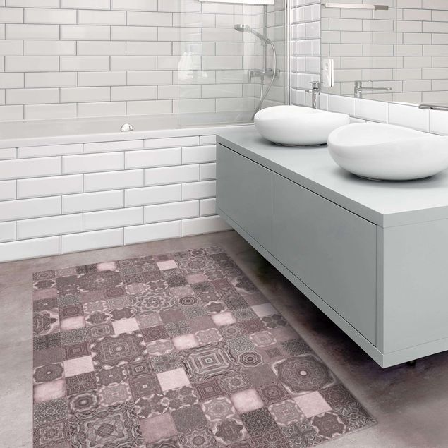 Tile rug Art Deco Tiles Pink Marble With Shimmer