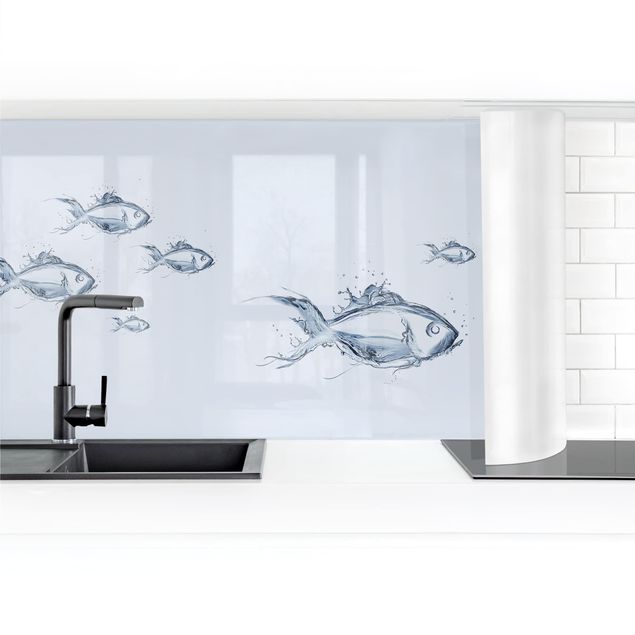 Kitchen wall cladding - Liquid Silver Fish