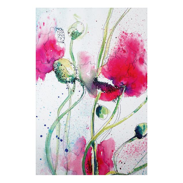 Print on aluminium - Painted Poppies