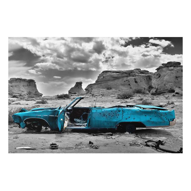 Print on aluminium - Turquoise Cadillac