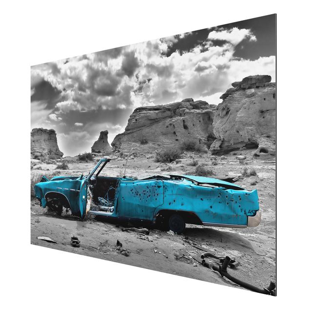Print on aluminium - Turquoise Cadillac