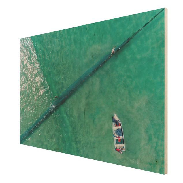 Wood print - Aerial View - Fishermen