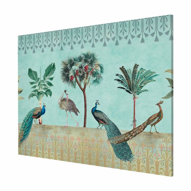 Magnetic memo board - Vintage Collage - Tropical Bird With Palm Trees