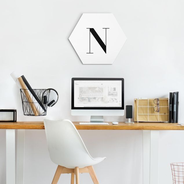 Alu-Dibond hexagon - Letter Serif White N