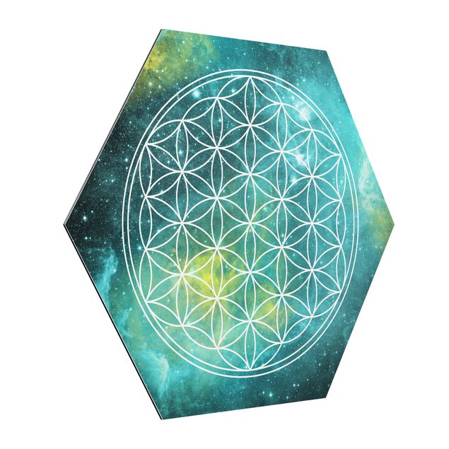 Alu-Dibond hexagon - Flower Of Life In Starlight