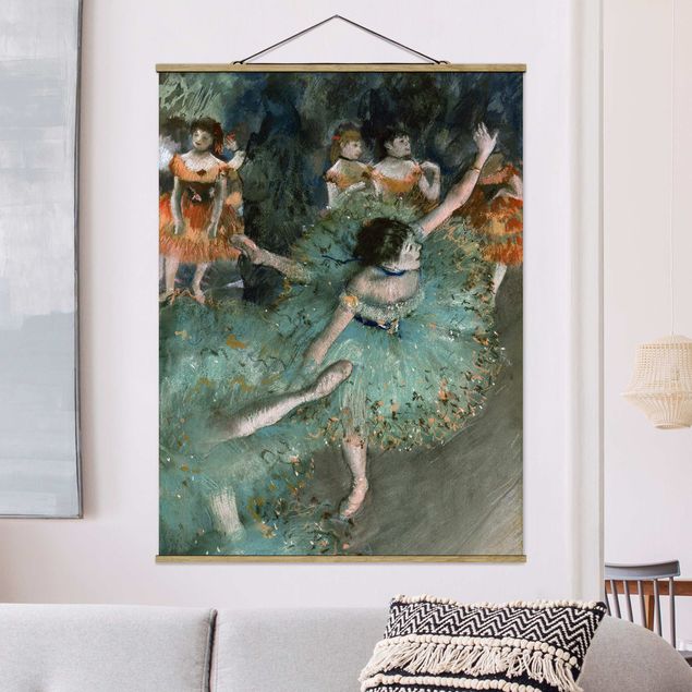 Fabric print with poster hangers - Edgar Degas - Dancers in Green