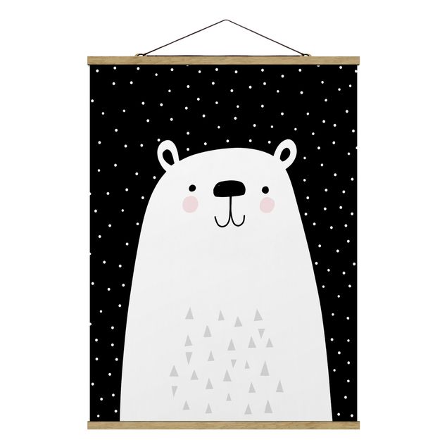 Fabric print with poster hangers - Zoo With Patterns - Polar Bear