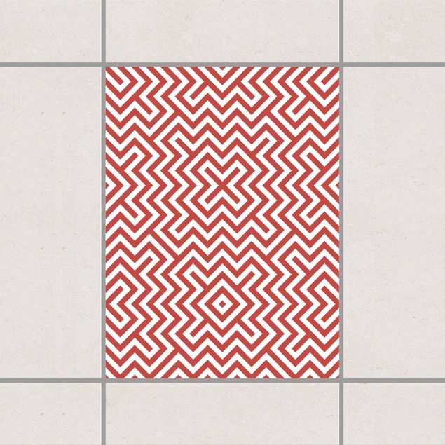 Tile sticker - Red Geometric Stripe Pattern