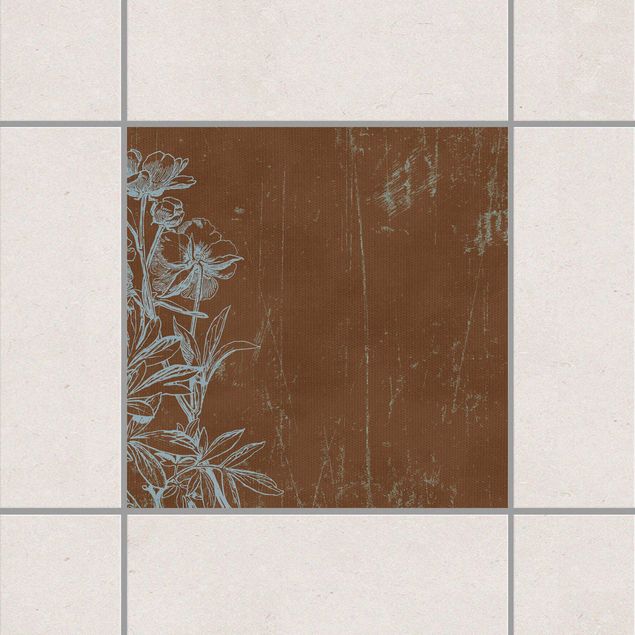 Tile sticker - Blue Sketch Of A Flower