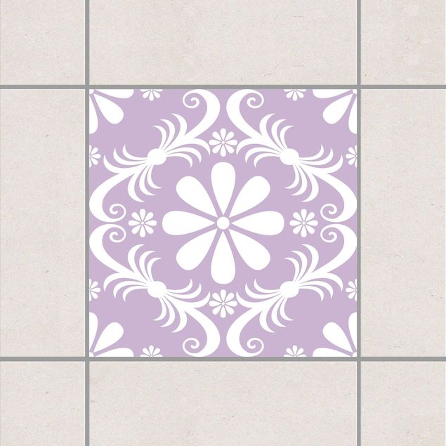 Tile sticker - Flower Design Lavender