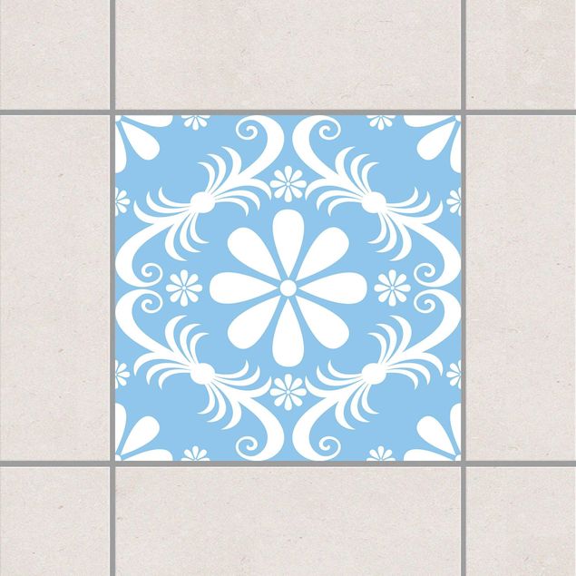 Tile sticker - Flower Design Light Blue