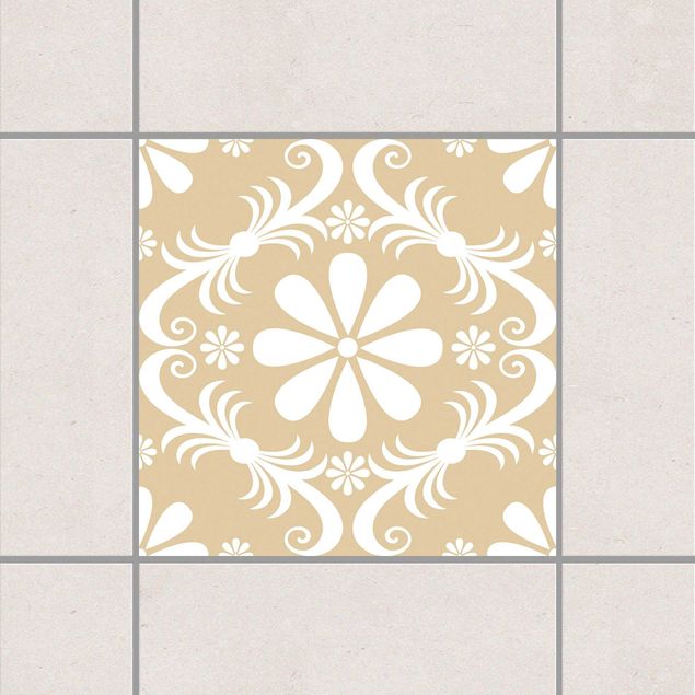 Tile sticker - Floral Light Brown