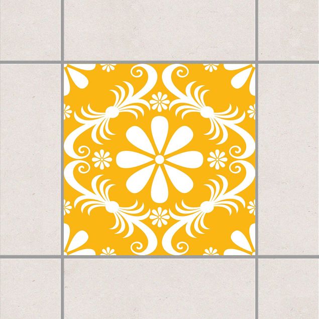 Tile sticker - Floral Melon Yellow