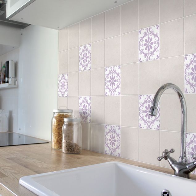 Tile sticker - Flower Design White Lavender