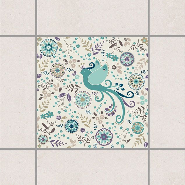 Tile sticker - The bird queen in winter dress