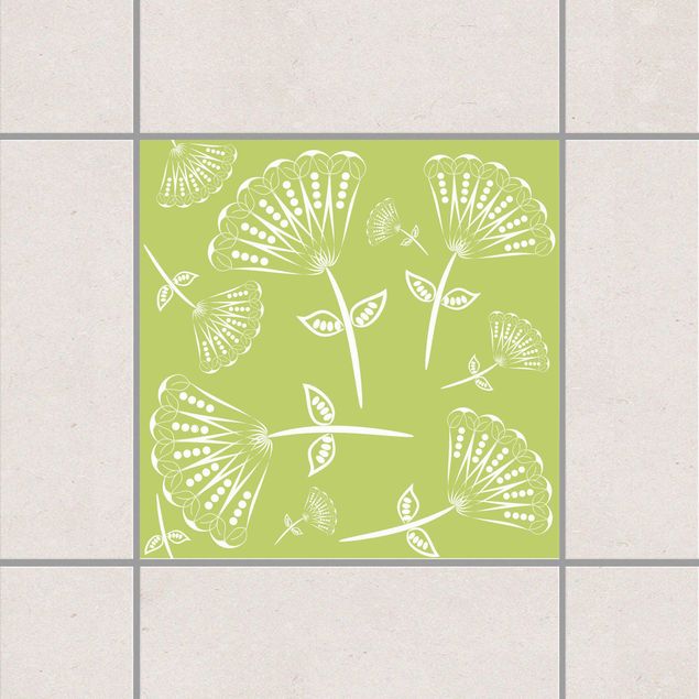 Tile sticker - Fairy Fan-flowers in the grass