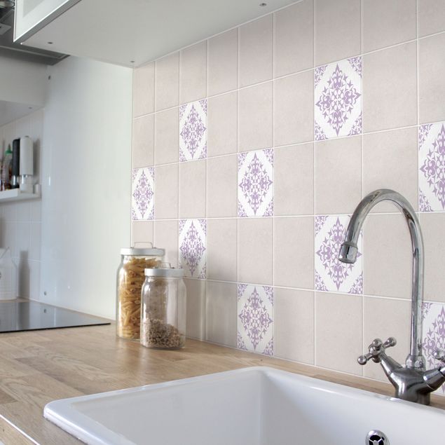 Tile sticker - Tile Pattern White Lavender