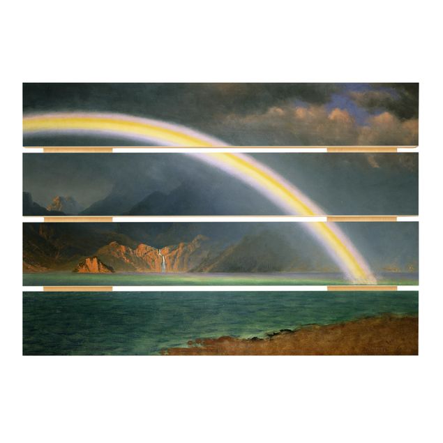 Print on wood - Albert Bierstadt - Rainbow over the Jenny Lake, Wyoming