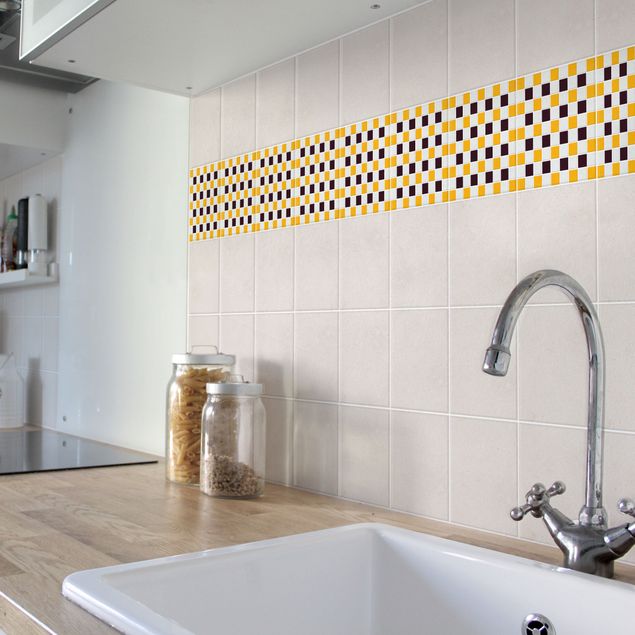 Tile sticker - Mosaic Tiles Aubergine Melon Yellow