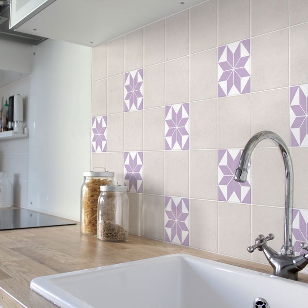 Tile sticker - Star pattern Lavender