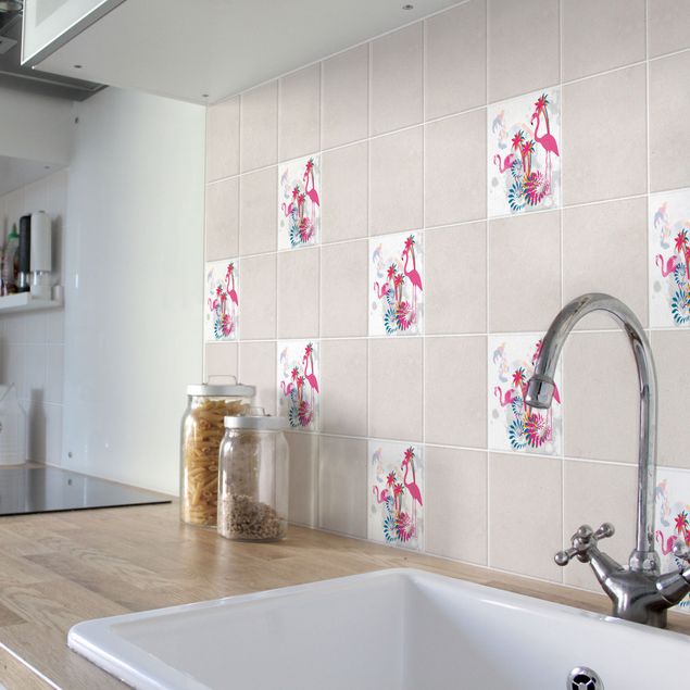 Tile sticker - Dance Of The Flamingos